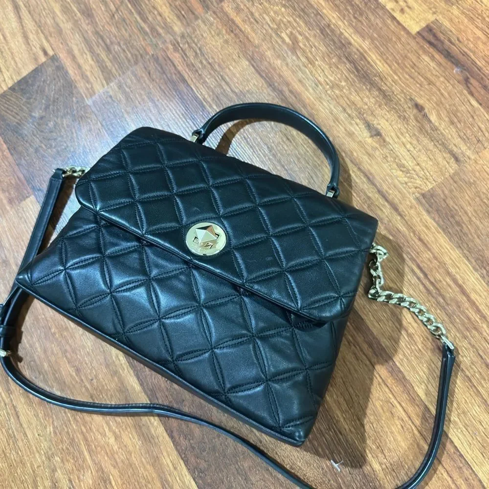 Kate Spade Natalia Top Handle Satchel|Black quilted